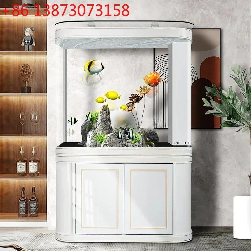 

09Ecological goldfish tank floor-to-ceiling glass light luxury household medium-sized intelligent bottom filter aquarium