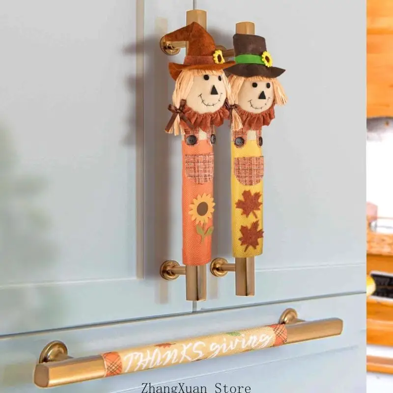 Thanksgiving Home Decors Polyester Scarecrow Fridge Handle Cover 3Pieces Set 3XUF – Detail 5