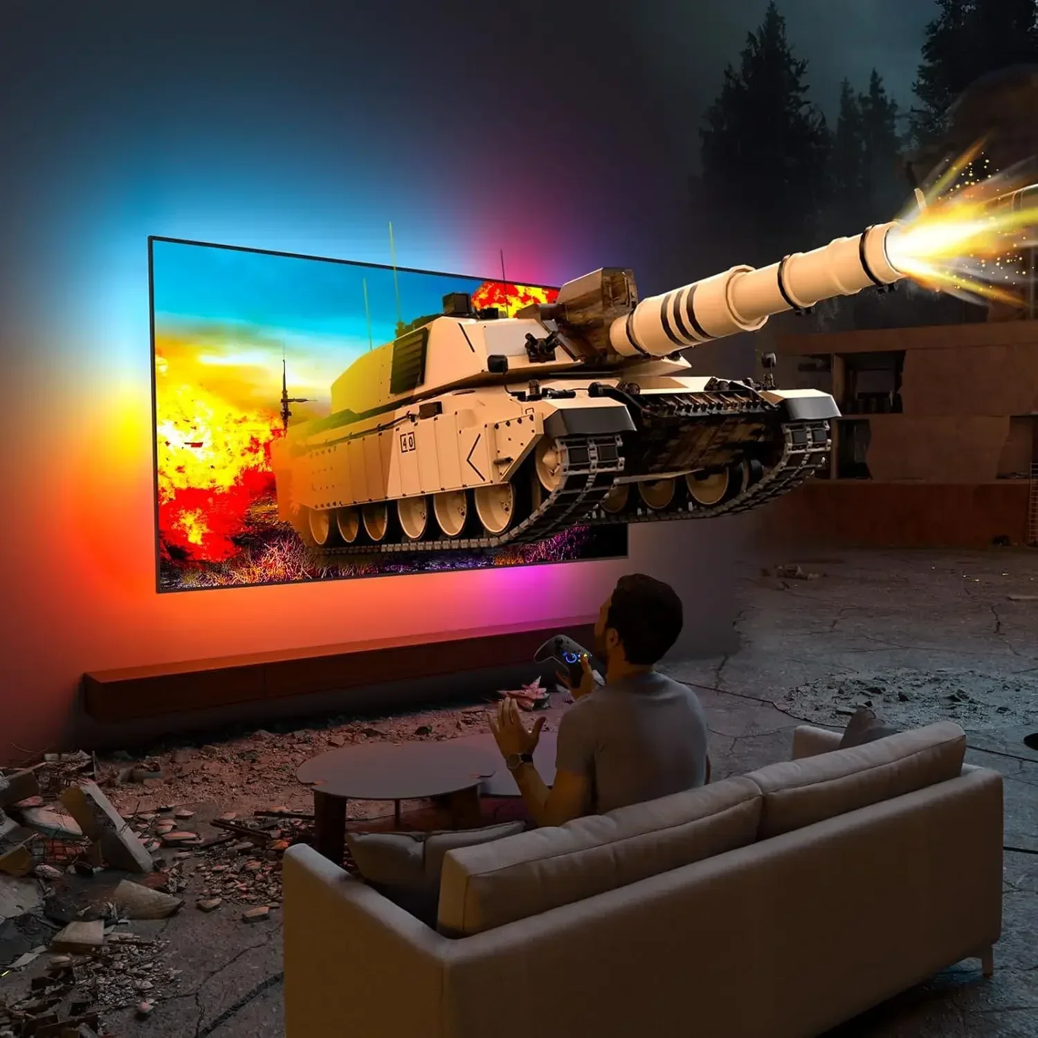 3 TV Backlight Kit HDMI 2.1 with Sync Box Wi-Fi for 65-70 inch 8K 60Hz Color Lights Compatible Alexa and Google As