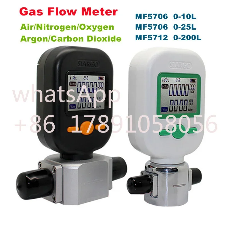 MF5706 (0-10L/25L) Gas Mass Flow Meter MF5712 (0-200L) Compressed Air Nitrogen Oxygen Argon Carbon Dioxide Digital Flowmeter