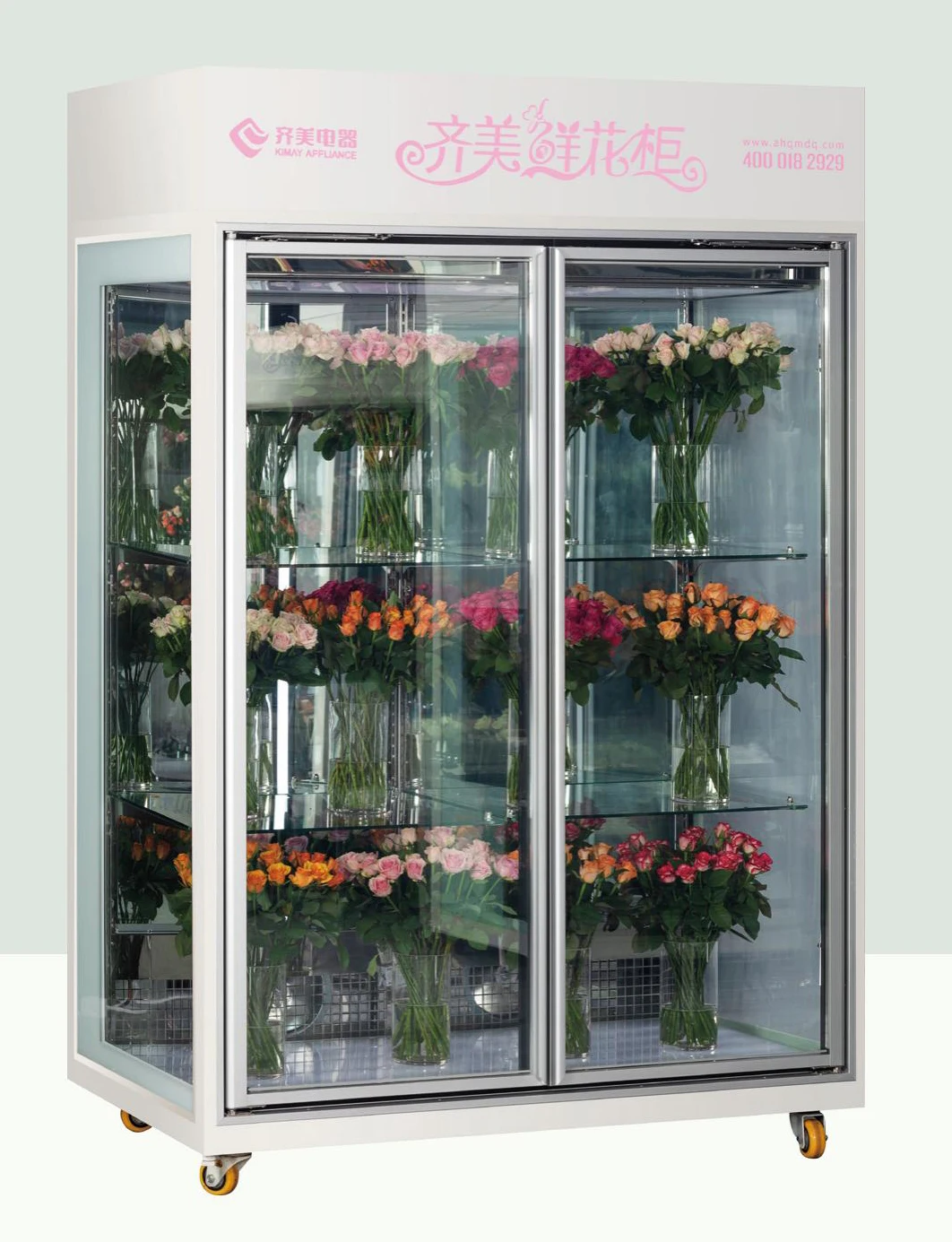 For Commercial Large-Capacity Flower Cabinet Freezer Air-Cooled Frost-Free Glass Door Adjustable Shelf Fresh-Keeping Feature
