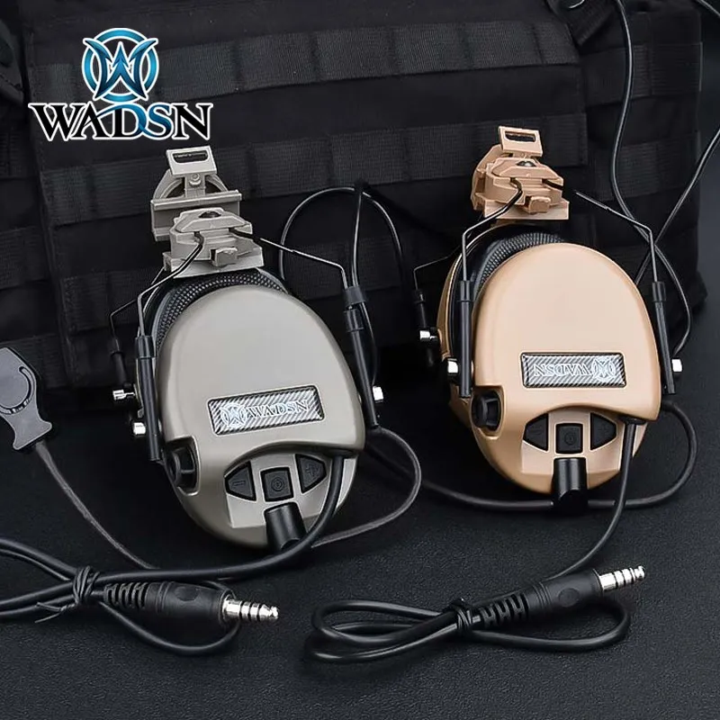 WADSN Tactical Sordin Helmet Headset Noise Reduction Communication Headphone Amplify Ambient Sound Airsoft Hunting Accessories