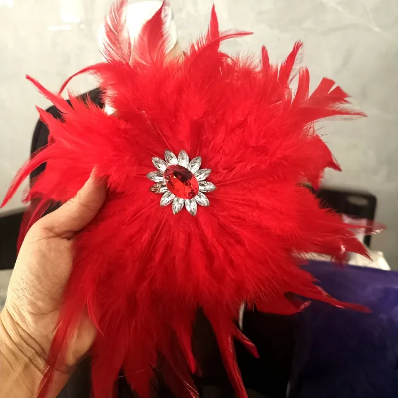 

Customized Stage Performance Accessories Super Shiny Wedding Flower Feather Chest Flower Brooch Shoulder Patch