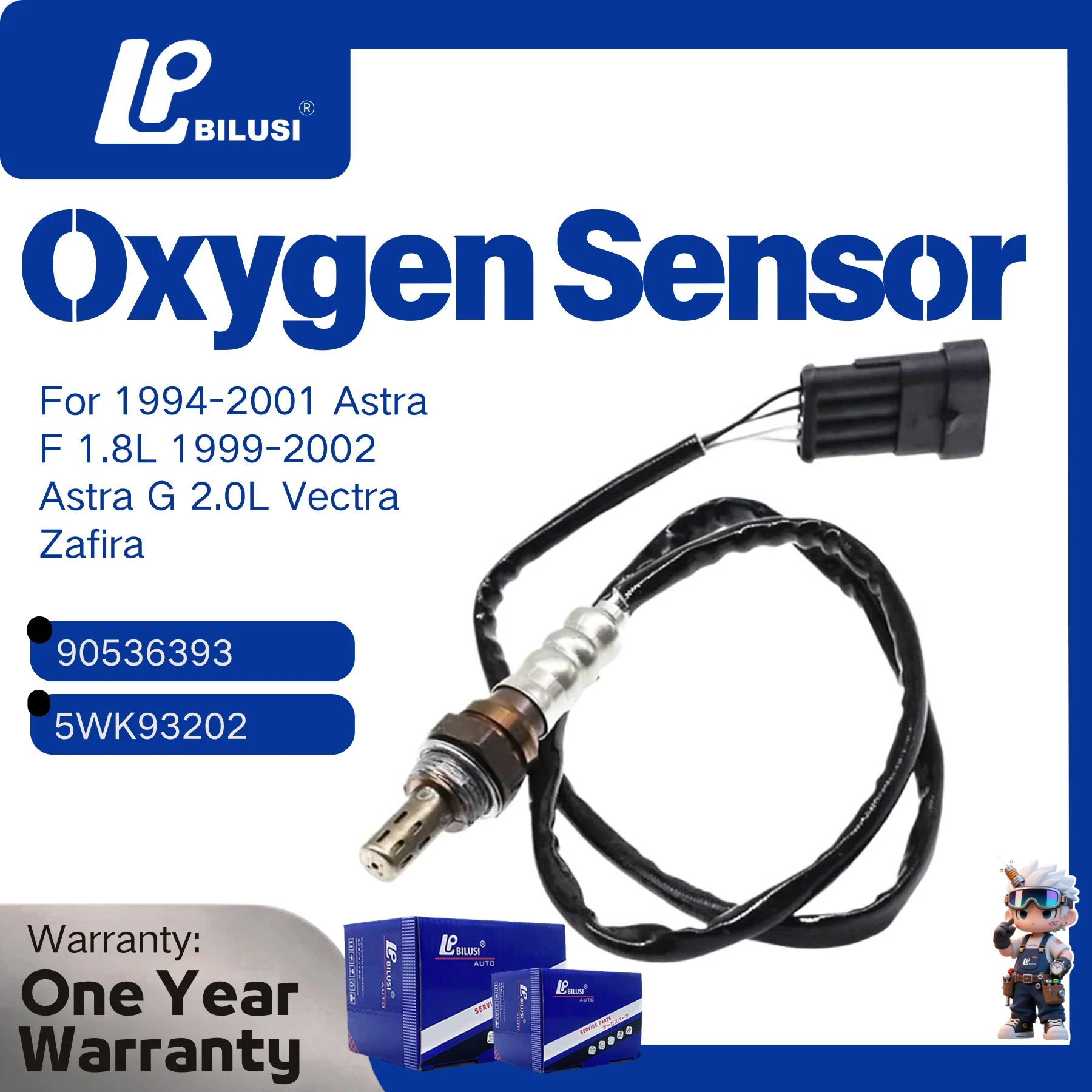 

BILUSI Oxygen Sensor For 1994-2001 Astra F 1.8L 1999-2002 Astra G 2.0L Vectra Zafira Part No# 90536393 5WK93202