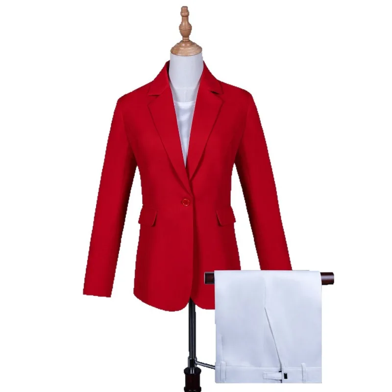 

Suits 2 Piece Red Chorus Suit Costumes Singer Preside Stage Gown Suits Poetry Recite Groomsman Suits Mens and Women