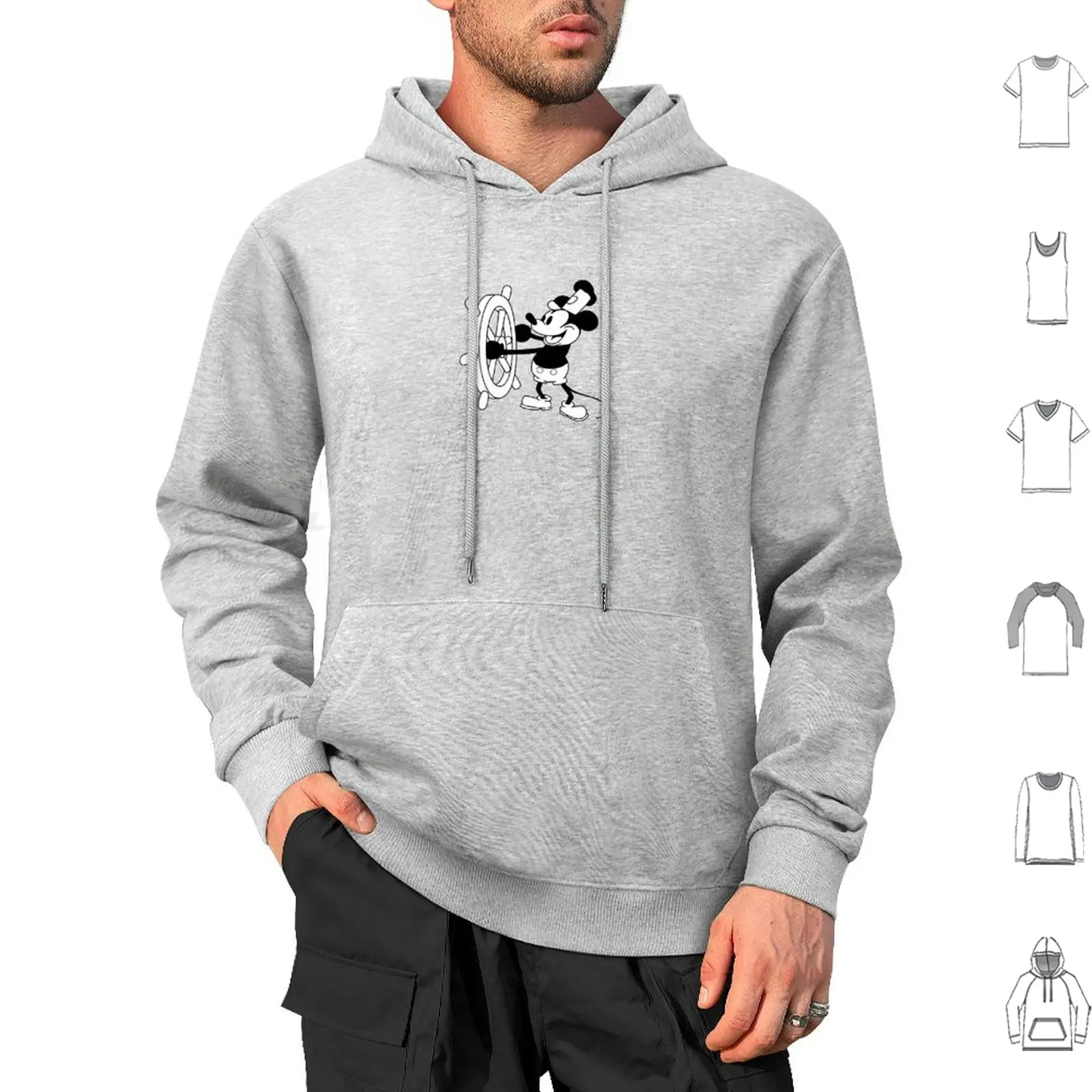 Ndvh Steamboat Willie Hoodie cotton Long Sleeve Mouse Public Domain