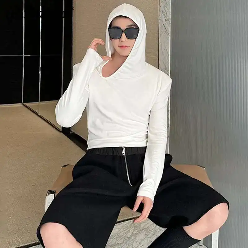

LUZHEN Men's Clothing 2025 Asymmetric Design Sweatshirts Hoodies Solid Color Street Pullovers Stylish Elegant Men's Tops LZ8954