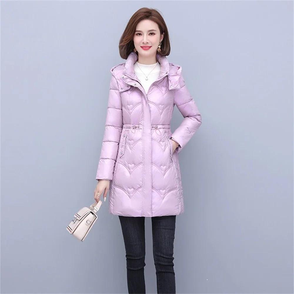 Women\'s Mid Length Wash Free Glossy Cotton Jacket  2023 Winter New Slimming Cotton Jacket Female Korean With Thick Coat Trend