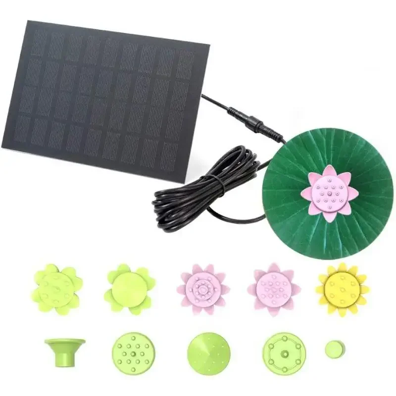 

Solar Fountain Set 1.4w/1.8w Floating Water Fountain Pump With Multiple Petal Nozzles For Bird Bath Pond Pool Fish Bowl Garden