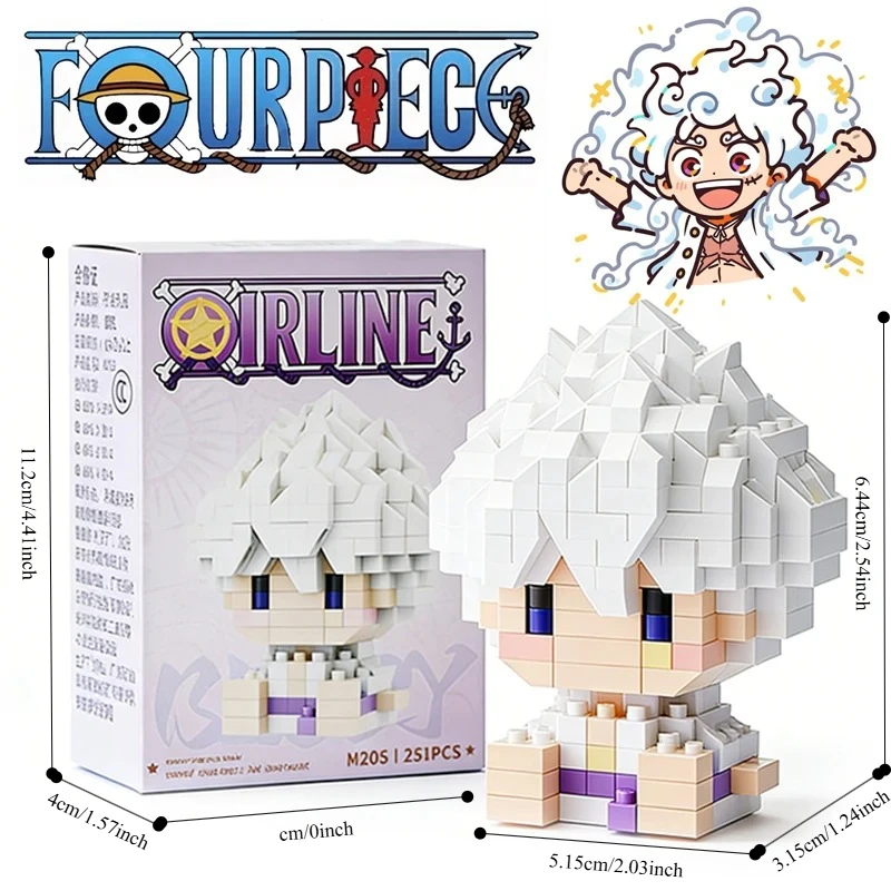 ONE PIECE - Bloques de Construcción Micro del Dios del Sol Nika Luffy, Chopper, Ace, Buggy, Modelo de Anime 3D, Mini Ladrillos de Ensamblaje, Figuras de Juguete para Regalo