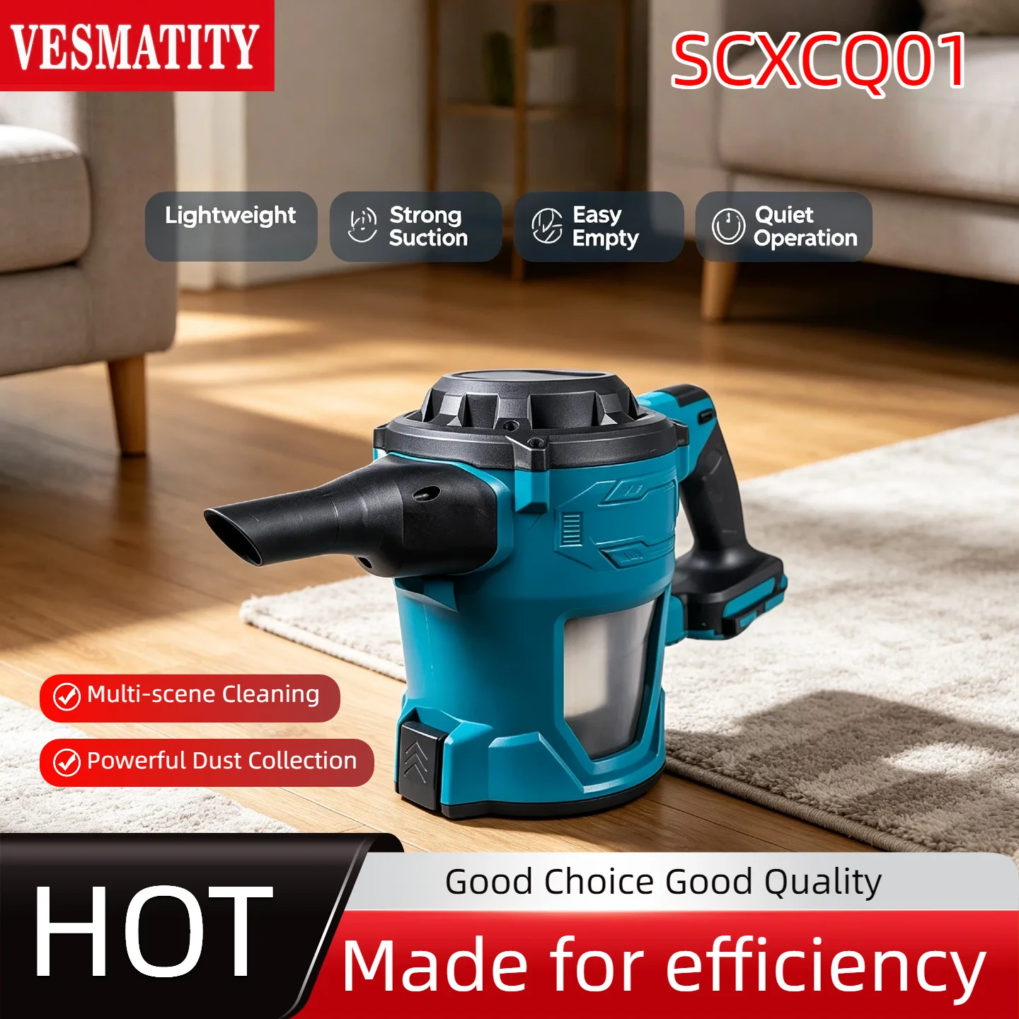 Vesmatity Vacuum Cleaner Portable Cordless Electric Handheld Dust Carpet Collector Machine for Makita 18V Battery Pro