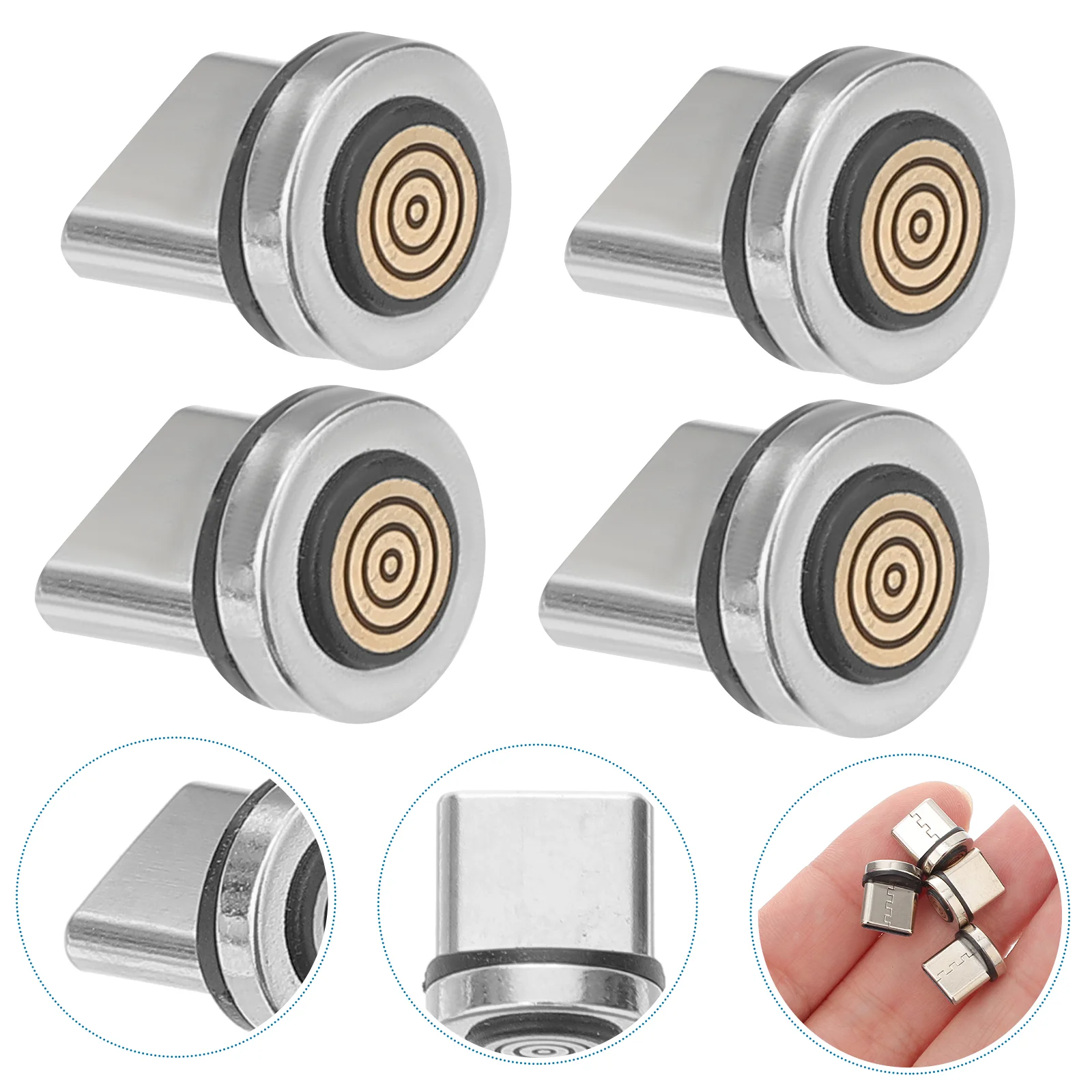 

4 Pcs Charging Cable Magnetic Head Rotating Phone Adapter Tip Connector Type USB Accessories