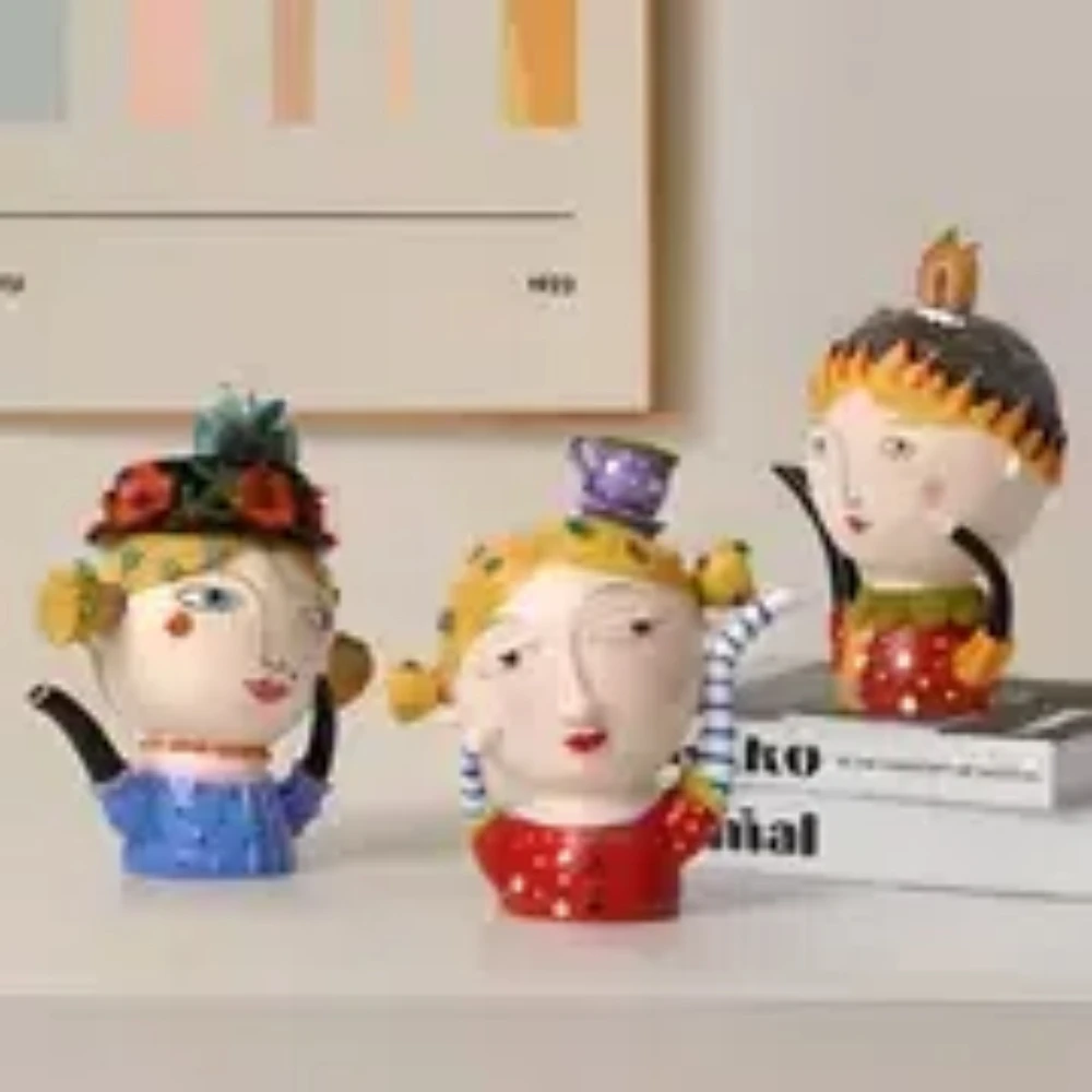 

3pcs Whimsical Bohemian Style Resin Figurines - Colorful Graffiti-Inspired Abstract Characters, Ideal for Home & Office Decor