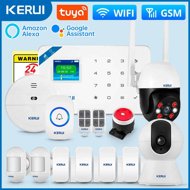 

KERUI WiFi+4G Home Alarm System with Multi-languages Wireless Anti Theft Alarm Kit Tuya Smart App Remote Control W184 Alexa