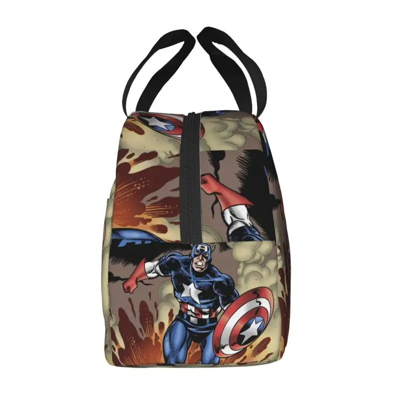 Captain America Insulated Lunch Bag for School Office Reusable Cooler Thermal Bento Box Women Kids Food Container Tote Bags