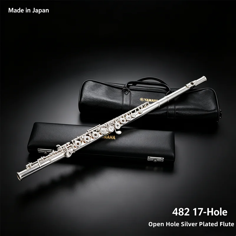 482 Japan C Flute,17‑Key Open Hole B‑Foot Joint Split E‑Mechanism, Cupronickel Silver‑Plated Performance Flute with Case