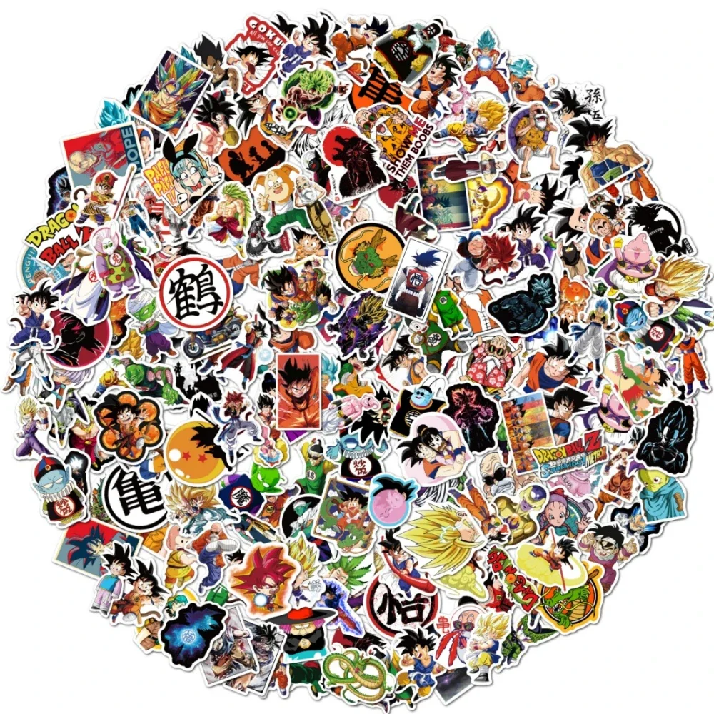 100/200 Uds Dragon Ball Animes pegatinas de grafiti de dibujos animados teléfono guitarra portátil maleta taza pegatina impermeable calcomanías Juguetes