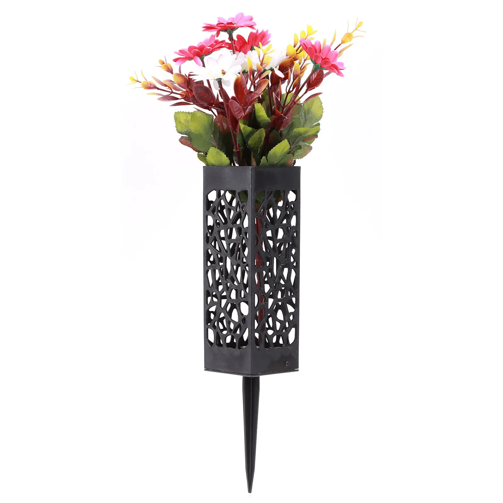 1/2/4 Pcs Grave Vase Memorial Cemetery Floral Holder Graves Decorations with Spikes Graveyard Conical Plastic Hollow Flower Hold