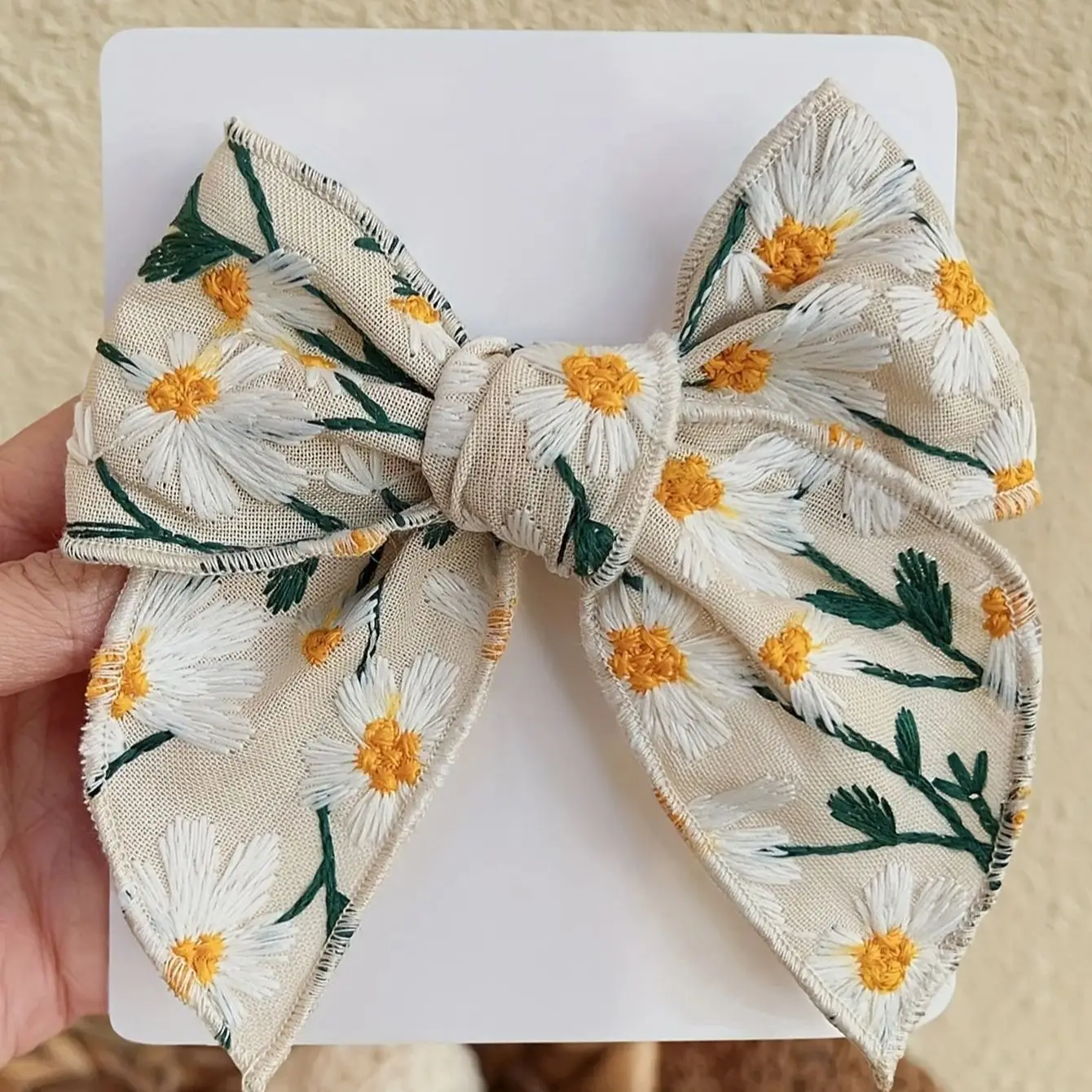 Embroidered Printed Bow Hair Clip for Girls Cute Daisy Baby Hairpin Princess Children Barrettes Kids Headwear Hair Accessories