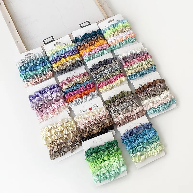 

6PCS Simulated Silk Satin Scrunchies Elastic Hair Bands Women Girls Ponytail Hair Ties Rubber Bands Hair Ropes Hair Accessories