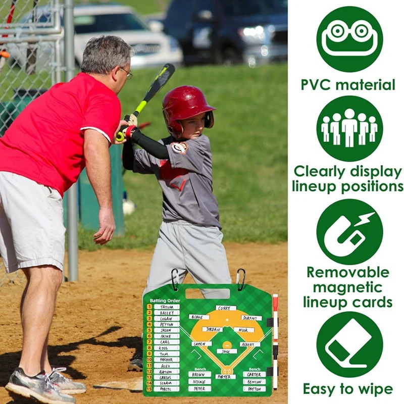 Magnetic Baseball Lineup Board, Dry Erasecoach Lineup Board, Reusable Softball Lineup Board For Baseball Coaching