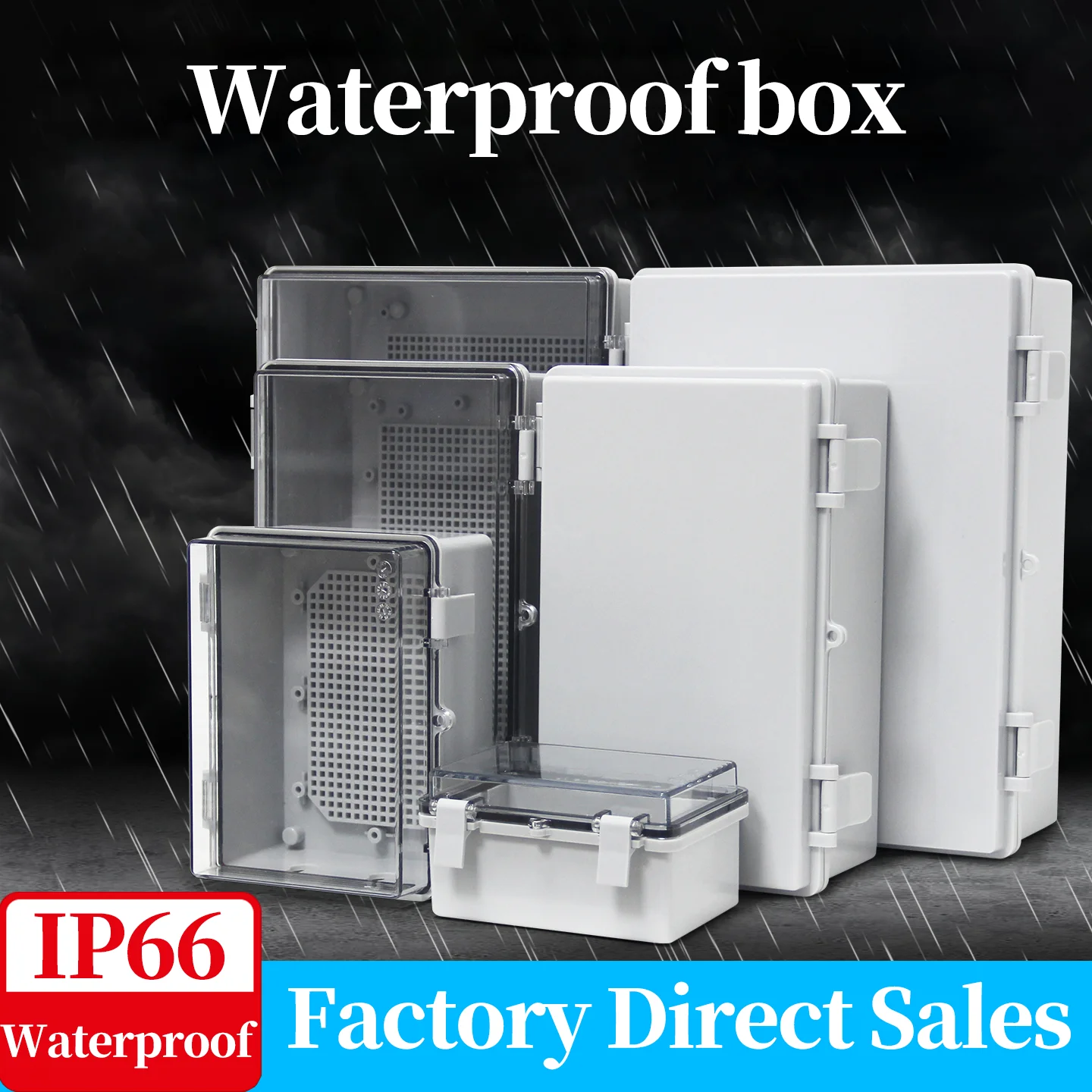 Outdoor IP66 ABS Plastic Enclosure Box Waterproof Power Junction Distribution Box for Electric Instrument Projects