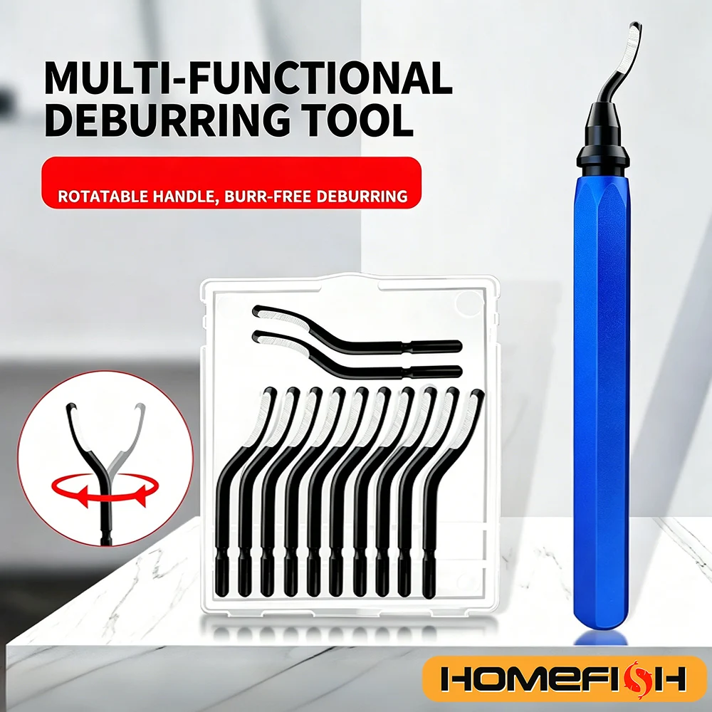 

Deburring Tool with 11PCS High Speed Steel Rotary Blades Burr Removal Reamer Tool for Resin Metal Plastic PVC Pipes and Copper