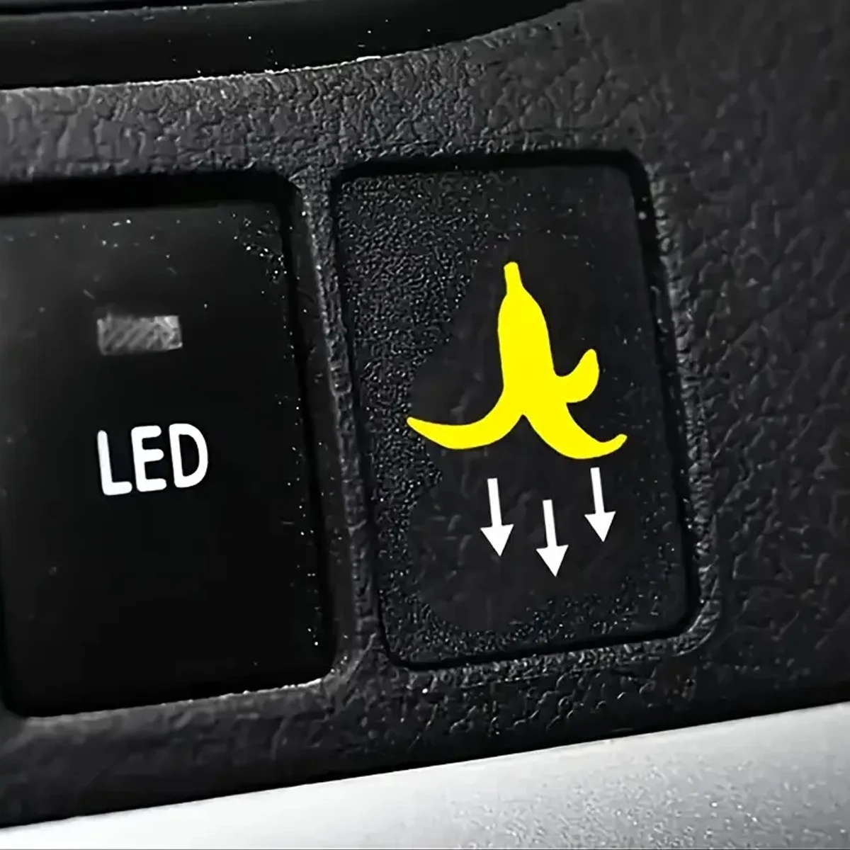 2 Pcs Car Stickers - Banana Peel Button Decals, Waterproof PVC Fun Motorcycle & Car Accessories for All Vehicles