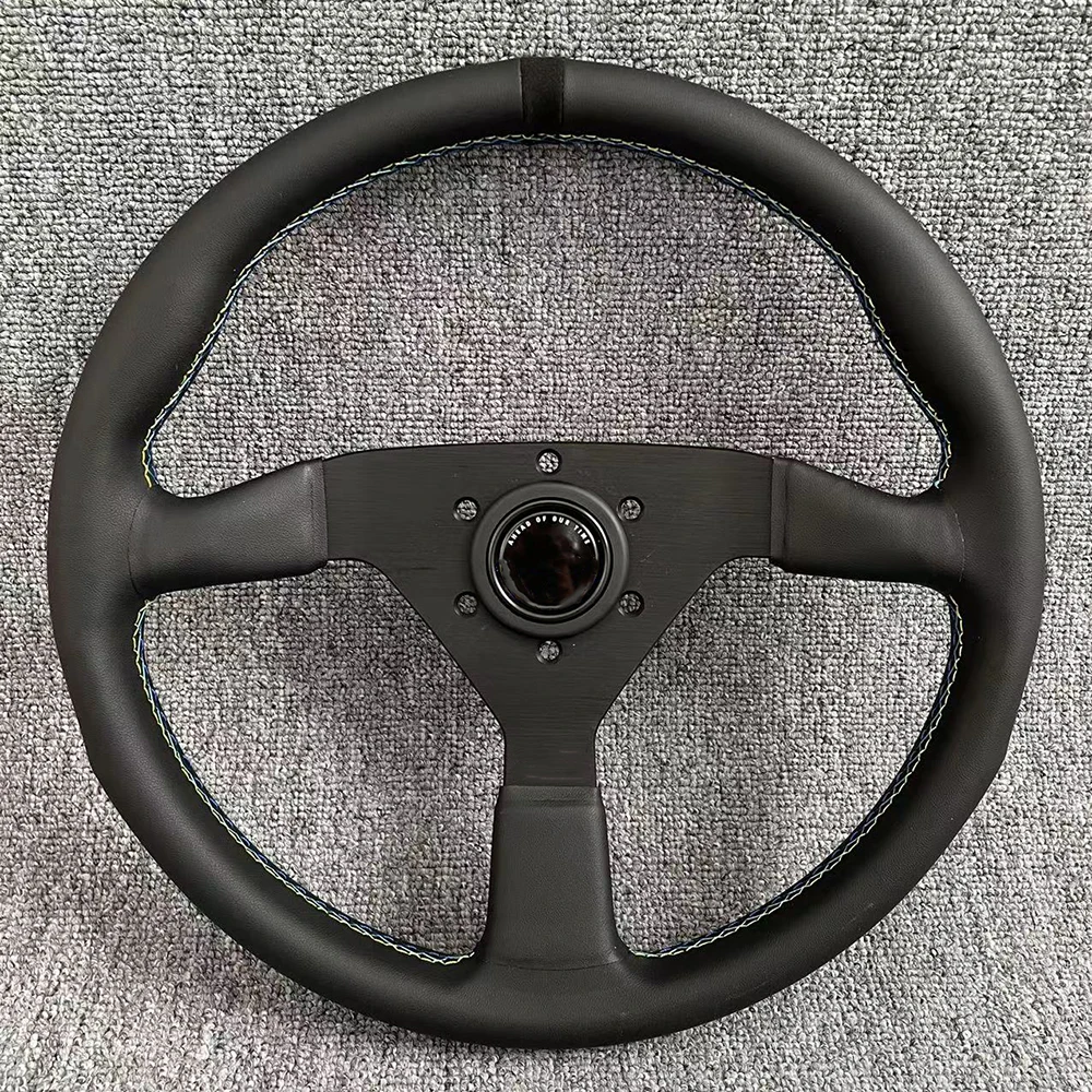 New 14 Inch 350MM Universal Leather Steering Wheel Sports Racing Competition Steering Wheel Volante For Golf VW BMW