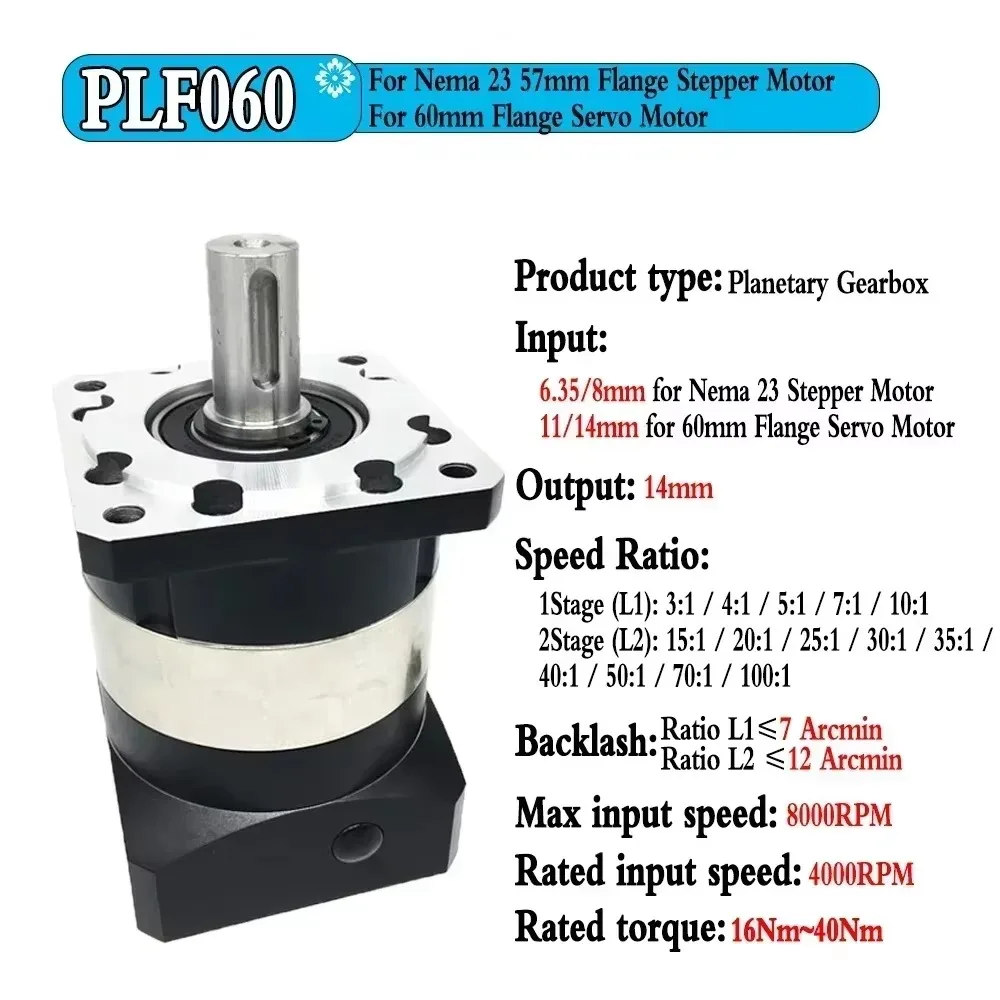 High Precision Nema23 Nema34 Planetary Reducer Ratio 5:1 10:1 for 60mm 80mm 90mm 110mm Servo Motor Reducetion Gearbox Gear
