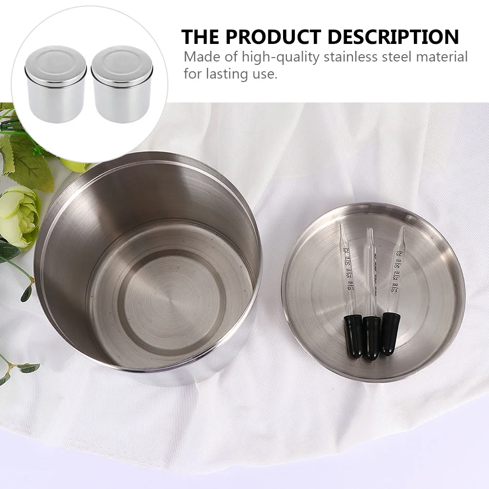 

2Pcs Stainless Steel Dressing Jar Cotton Ball Storage Lightweight Sterilization Container Suitable Clinic Home Lab Box