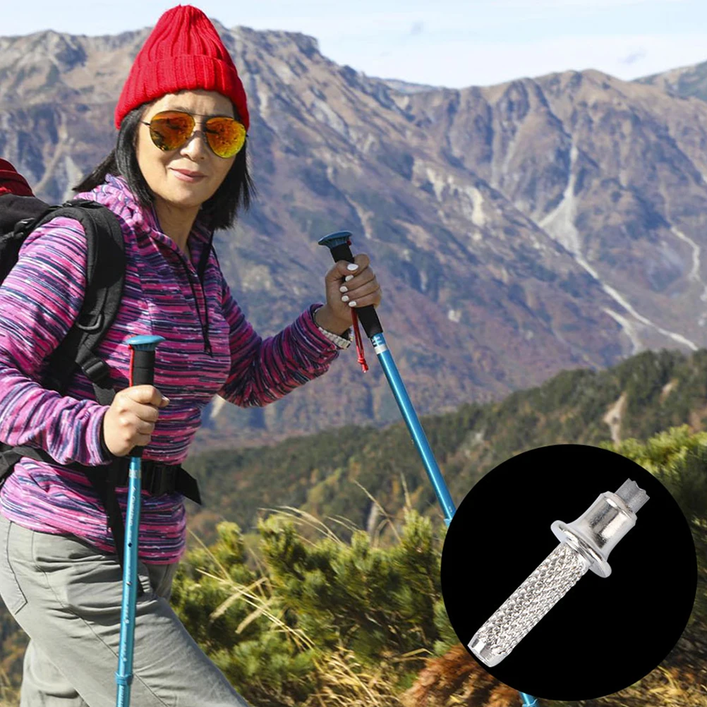 

12pcs Trekking Pole Tips Accessories Replacement Protectors Rubber Head Silver Color Climbing Sticks Durable Stable Long Life