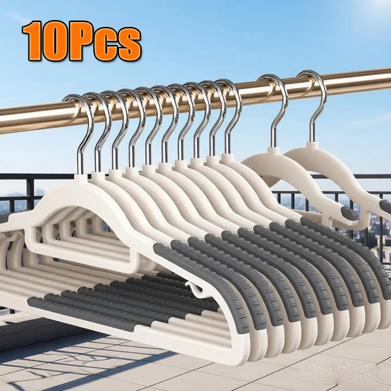 

10Pcs/Set Non Marking Clothes Hanger Clothing Rack Anti Slip Clothes Hanger Household Dry Wet Dual-Use Seamless Clothes Hanger