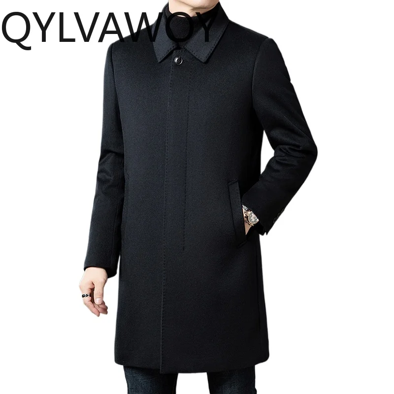 

QYLVAWOY 82.9% Wool Coat Autumn Winter Jackets Coats for Men Detachable Down Liner Double-faced Woolen Korean Coat Men 남자 코트