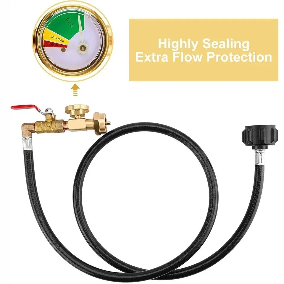 

Переходник для заправки пропана, шланг 3 фута для баллона с пропаном от 1 до 20 фунтов, разъем адаптера для бензобака с пропаном и регулирующим клапаном включения-выключения