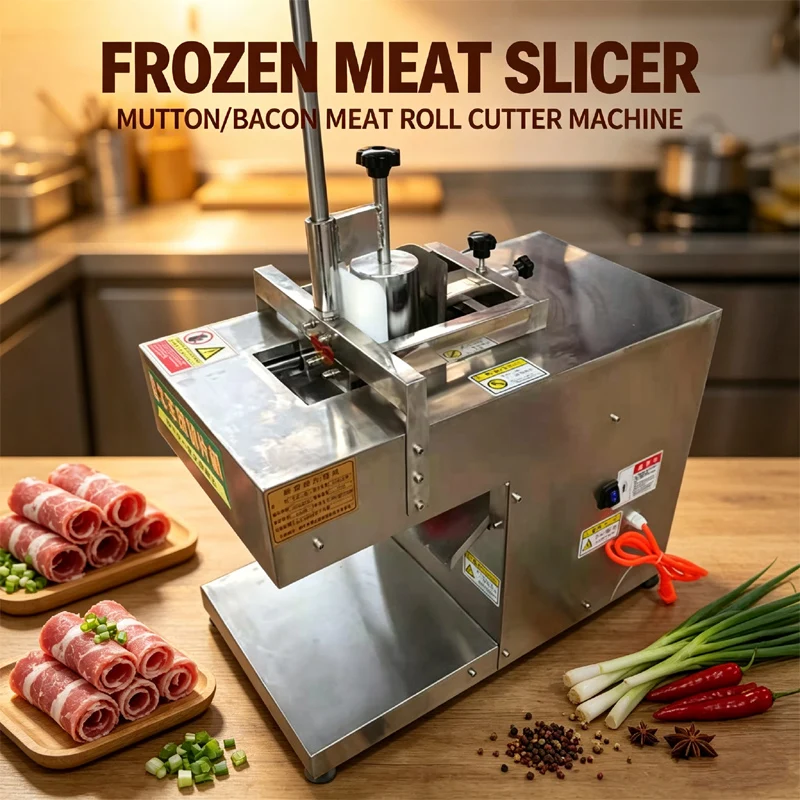 Commercial Automatic Frozen Meat Slicer Numerical Control Mutton Slicer Cutting Mutton Roll Machine Electric Fat Beef Meat Roll