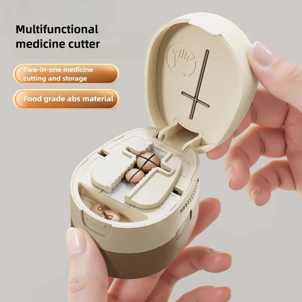 

2/4-in-1 Pill Cutter Food Grade Precise Cutting Tablet Splitter Dustproof Waterproof Pill Storage Box Daily Use