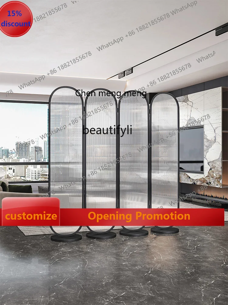 sscn8617 Glass Screen Folding Movable Household Minimalist Living Room Floor Partition Entrance Modern Restaurant Blocking home