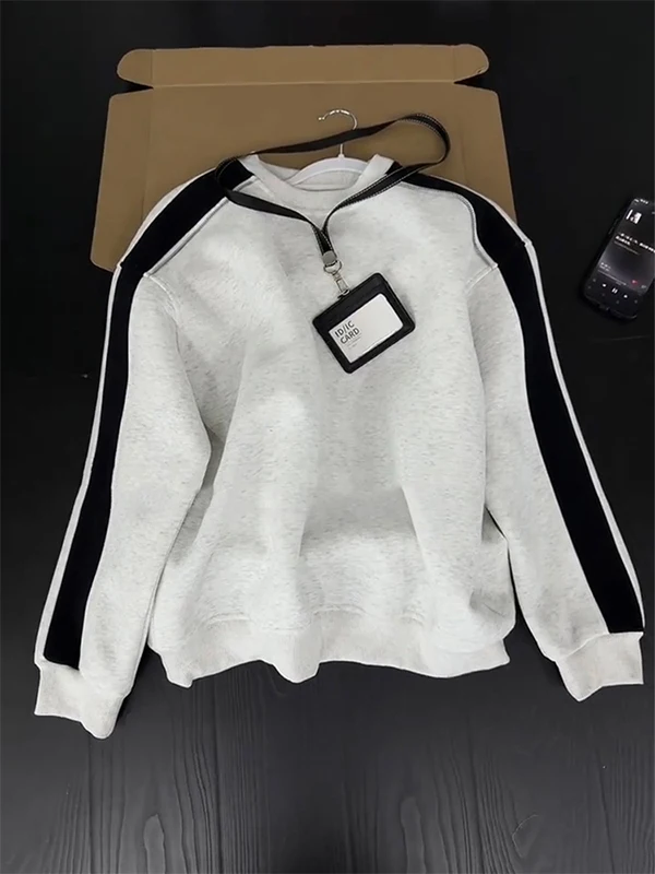 

Мужская зимняя толстовка American Style Color Block с круглым вырезом, на флисовой подкладке, с длинным рукавом, утепленная, базовый слой