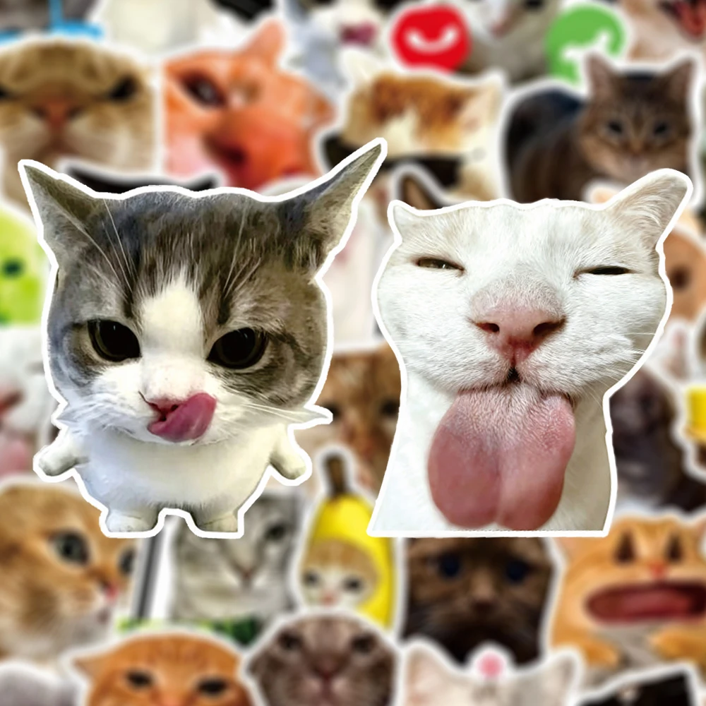10/50/100pcs Cute Funny Cat Meme Cartoon Stickers Kawaii Expression Decals Scrapbook Luggage Phone Graffiti Sticker Decoration