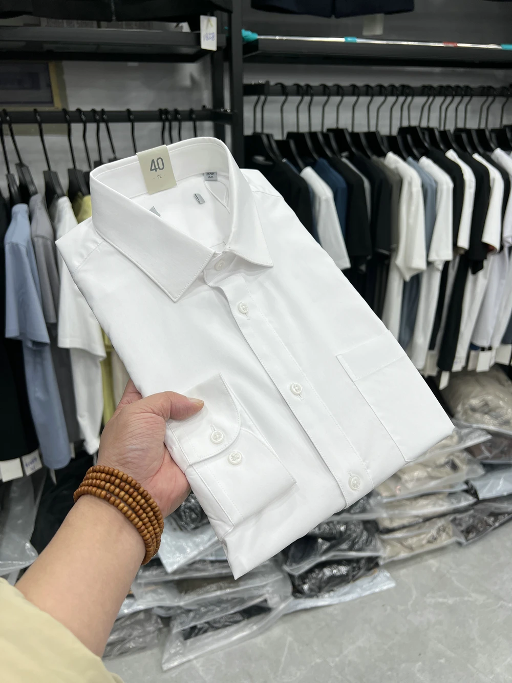 

New Arrival Casual Long Sve irt Pure White Busin Commute Workwear Stand Fit Polyester Blend Men's Button up irt