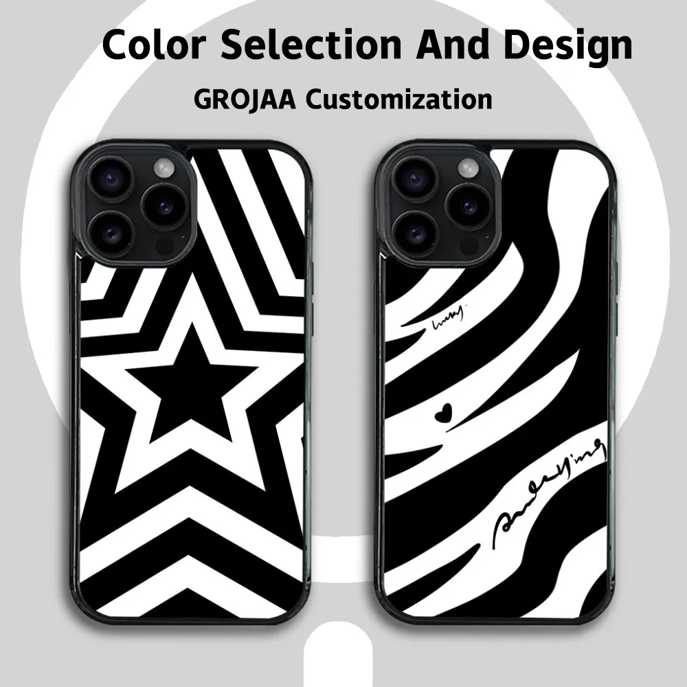 

Hot Black Fashion Zebra Print Cool Magnetic Phone Case For iPhone 15 14 13 12 11 Pro Max Plus MIni Shockproof Wireless magnetic