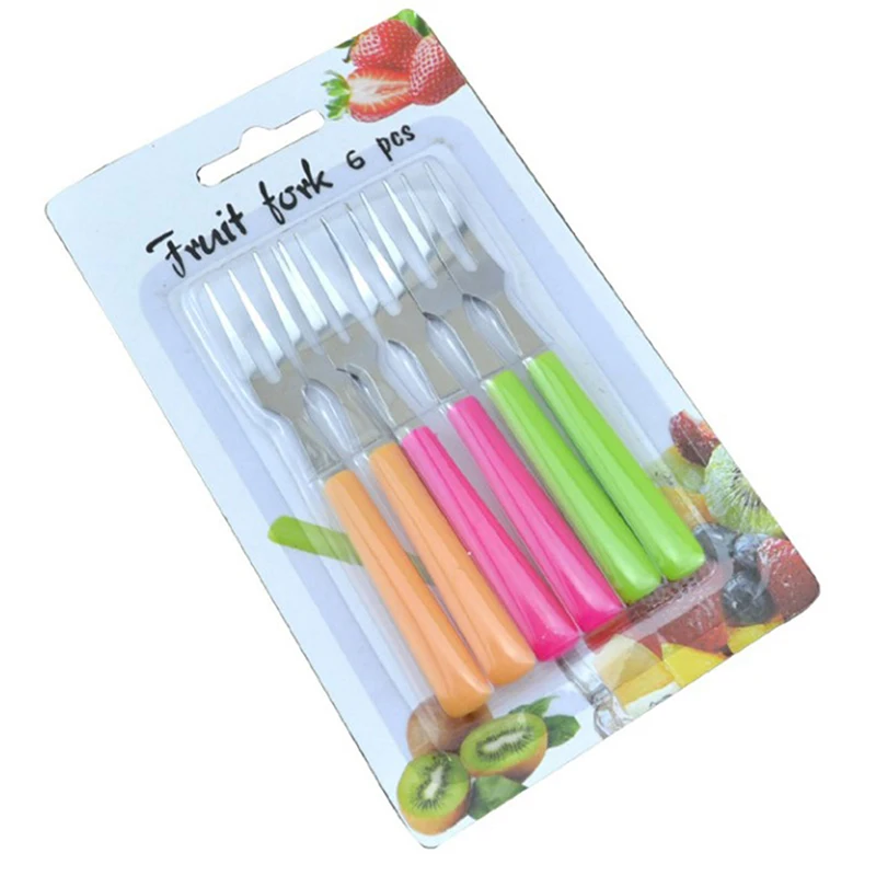 6Pcs Fruit Fork Stainless Steel Cake Dessert Forks Lovely Mini Fork Used For Cake Party Snail Fork Restaurant