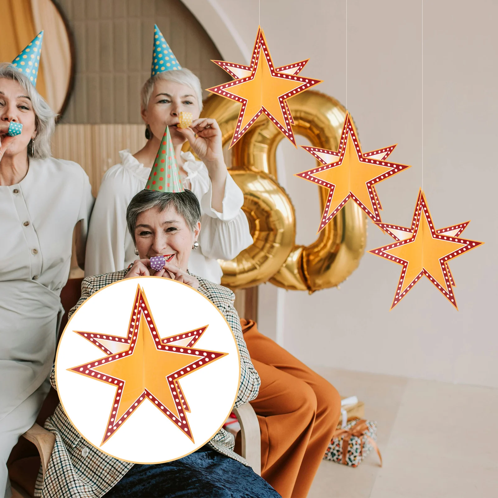 

6Pcs Gold Glitter Star Centerpieces 3D Party Decorations Graduation Movie Birthday Christmas Table Decor 2025 Table Centerpiece