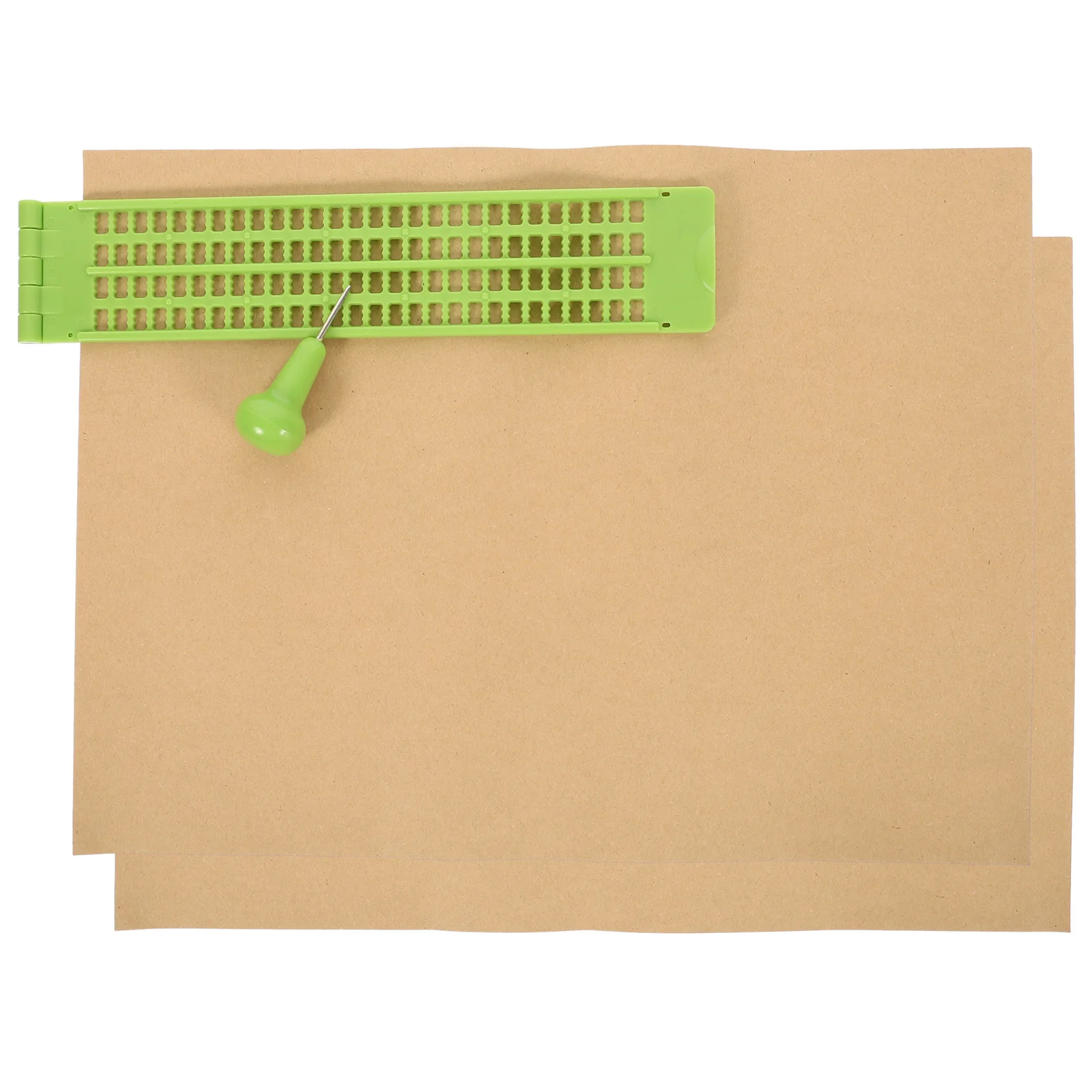 

27 Lines 30 Dots Braille Writing Board 1 Stylus 2 Sheets Plastic Lightweight Portable for Blind People Practice Paper