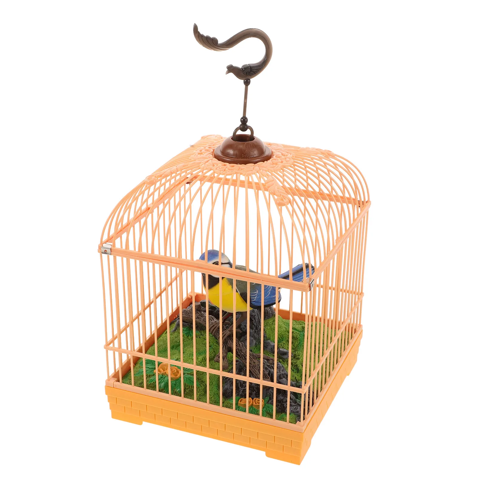 

Electric Realistic Singing Bird Cage Sound Activation Battery Operated Interactive Chirping Bird Decoration Gadget