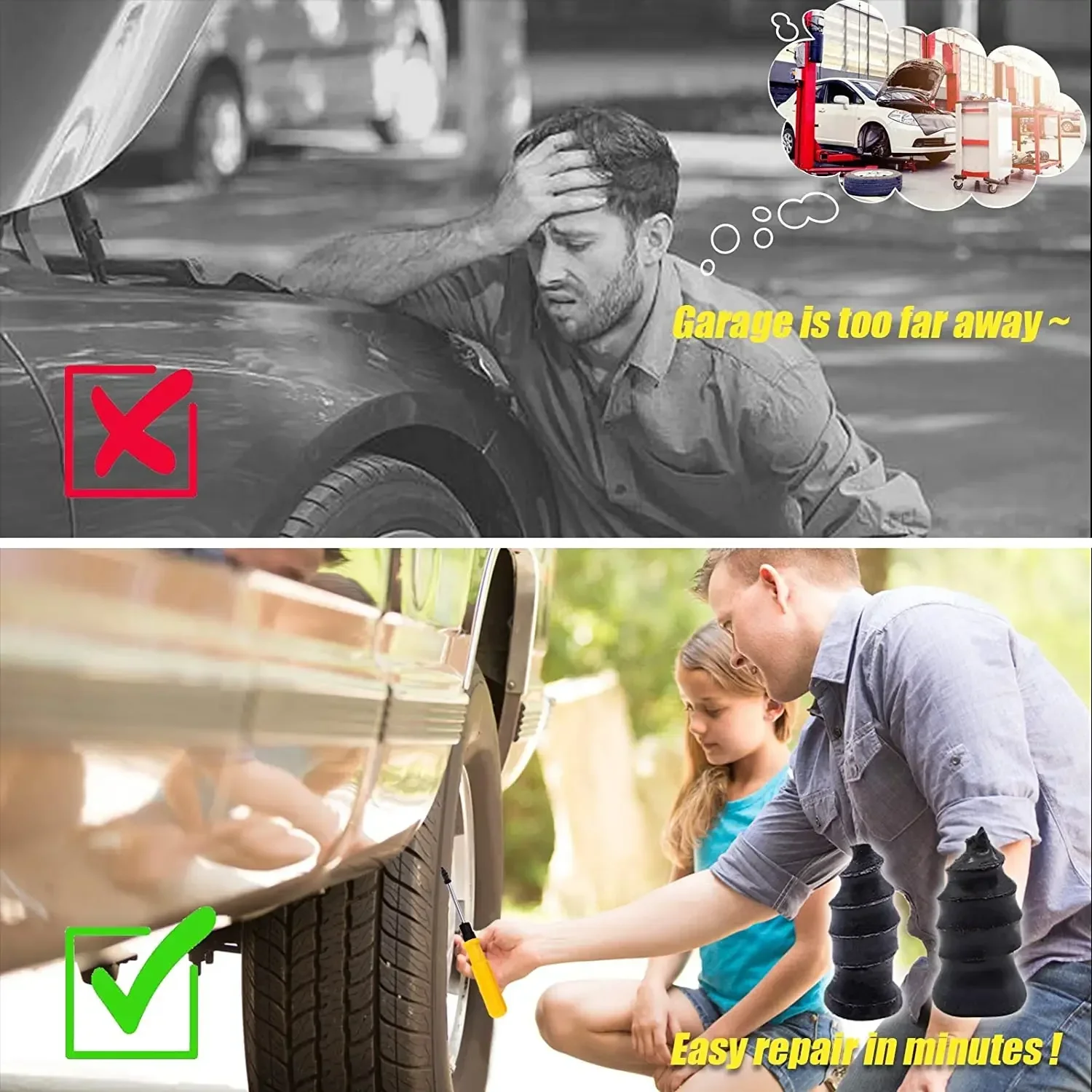 Car Motorcycle Vacuum Tyre Repair Nails Truck Scooter Bike Tire Puncture Repair Tubeless Tools Rubber Metal Accessories view 5