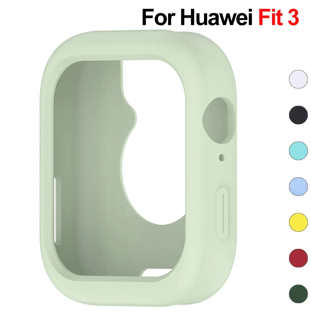حافظة من السيليكون لساعة Huawei Watch Fit 3 حزام ساعة ذكية من مادة TPU غطاء ممتص للصدمات ناعم Fit3 محول ملحقات شل