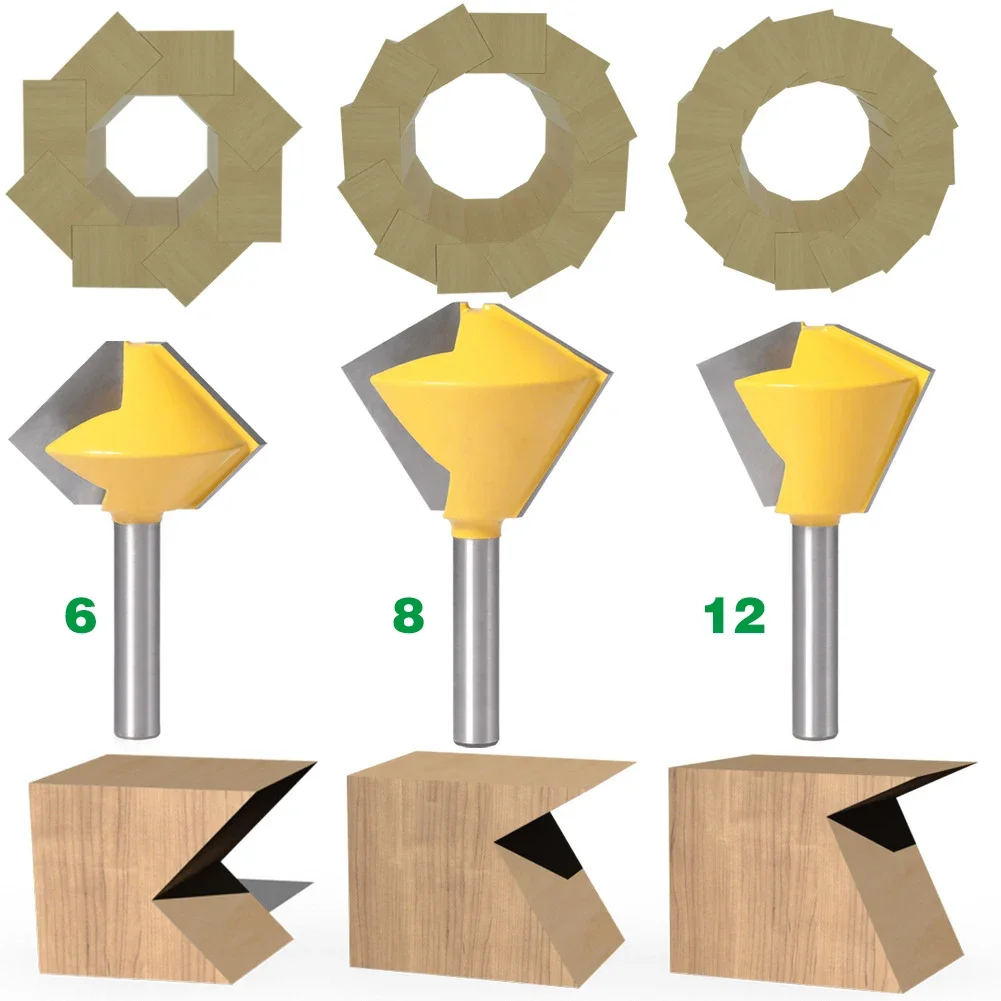 1PC 8MM Shank Milling เครื่องตัดไม้แกะสลัก 6 8 12 ด้านหลายด้านกาว Joint Router บิตชุดเครื่องตัดไม้