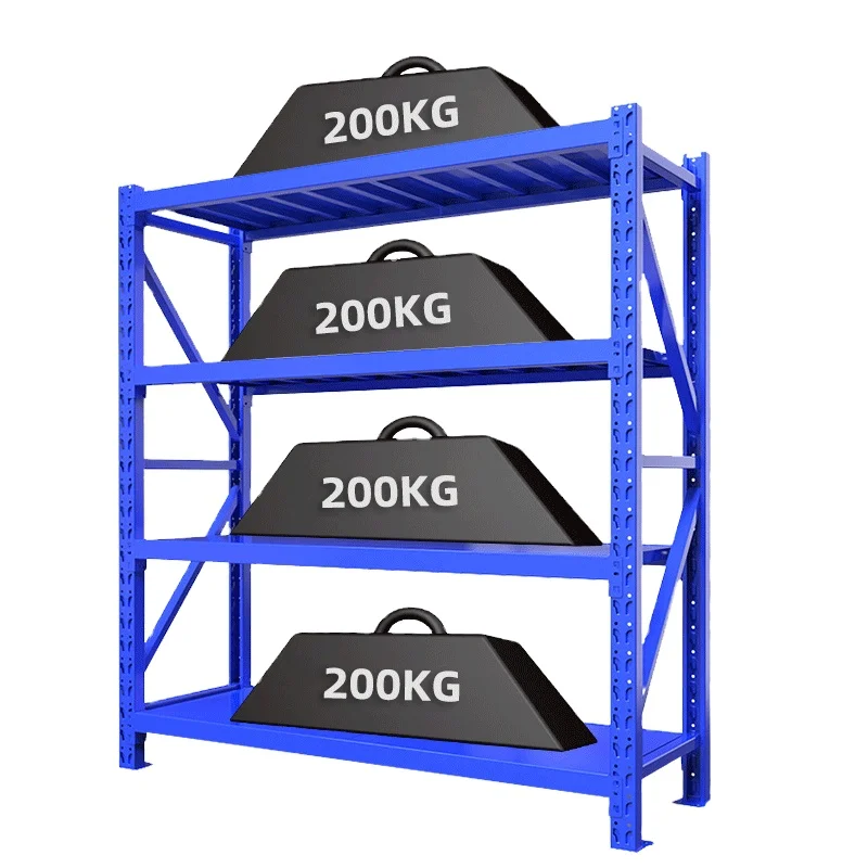 For 200kg/Layer Adjustable Shelving 4 Layers Boltless Metal Steel Racking Warehouse Storage Stacking Mould Racks for Garage
